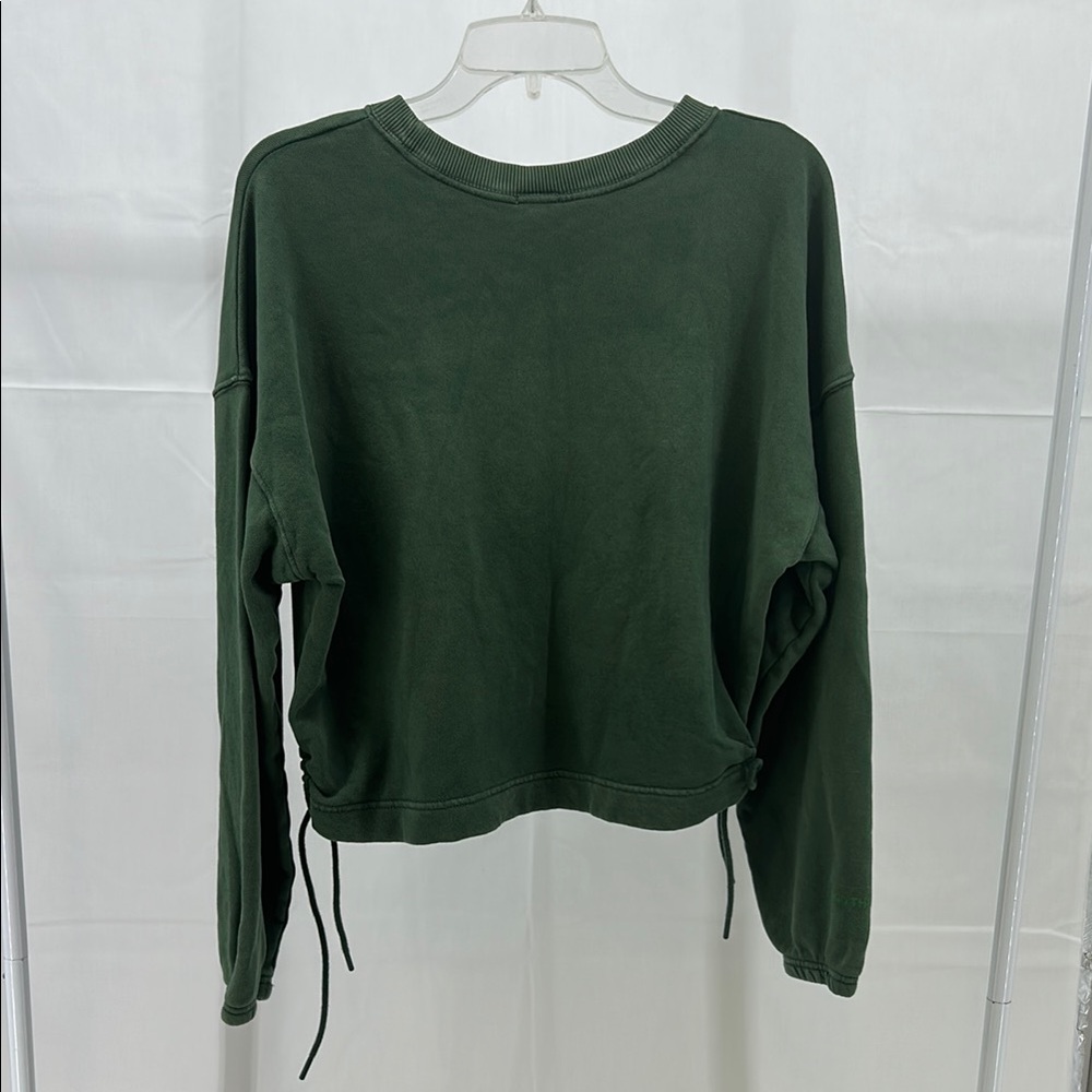 Aerie Green Cropped side Tie Running Late Sweatshirt - Picture 4 of 4